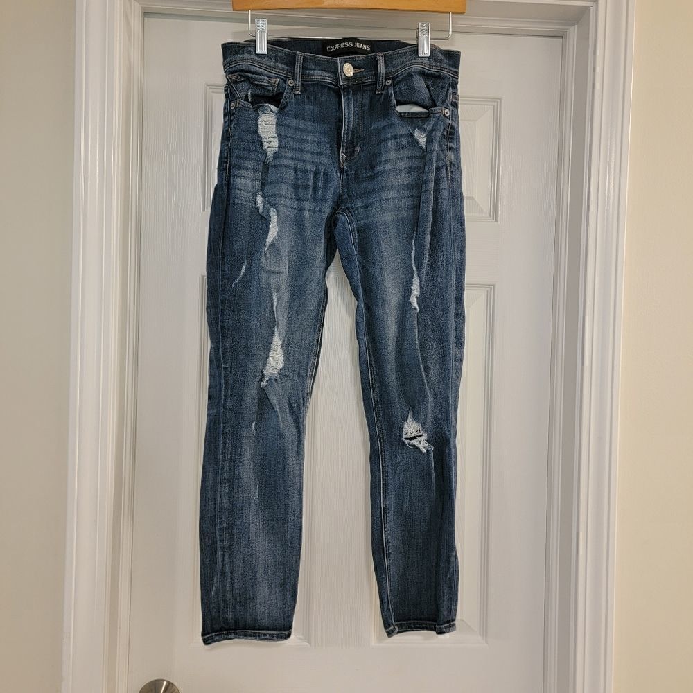 Express jeans mid rise legging denim jeans cropped size 4
